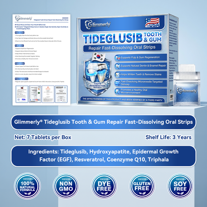 Glimmerly® 🦷 Tideglusib Fast‑Dissolving Tooth & Gum Repair Oral Strips 💖 (Supports tooth repair and helps relieve gum discomfort and other common oral concerns)